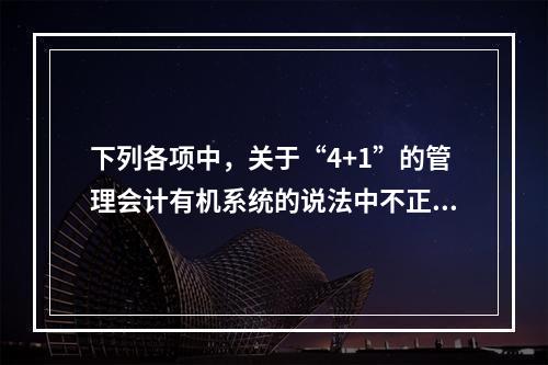 下列各项中，关于“4+1”的管理会计有机系统的说法中不正确的