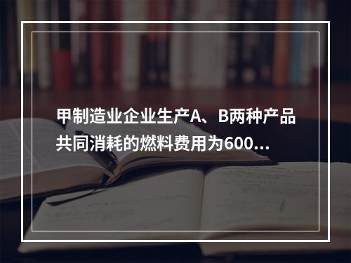 甲制造业企业生产A、B两种产品共同消耗的燃料费用为6000元