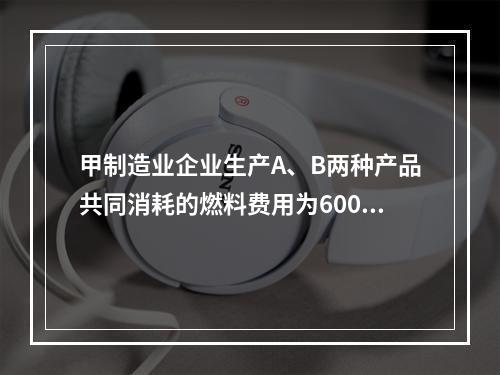 甲制造业企业生产A、B两种产品共同消耗的燃料费用为6000元