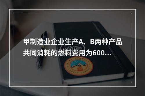 甲制造业企业生产A、B两种产品共同消耗的燃料费用为6000元