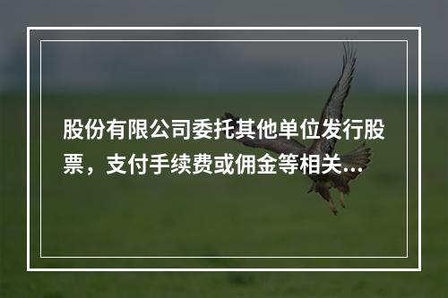 股份有限公司委托其他单位发行股票，支付手续费或佣金等相关费用