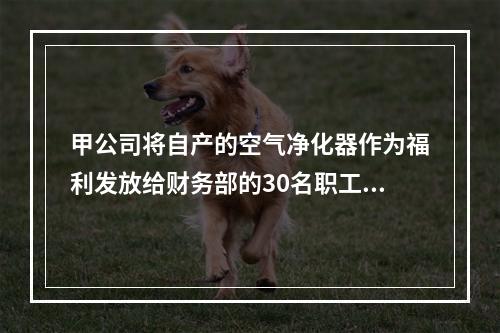 甲公司将自产的空气净化器作为福利发放给财务部的30名职工，每