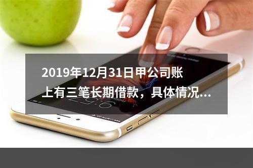 2019年12月31日甲公司账上有三笔长期借款，具体情况如下