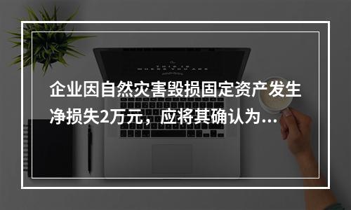 企业因自然灾害毁损固定资产发生净损失2万元，应将其确认为费用