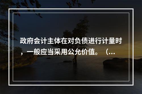 政府会计主体在对负债进行计量时，一般应当采用公允价值。（　　