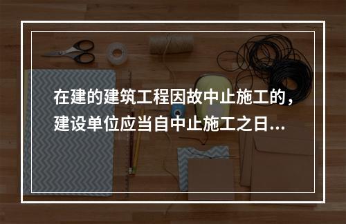 在建的建筑工程因故中止施工的，建设单位应当自中止施工之日起（