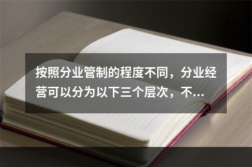 按照分业管制的程度不同，分业经营可以分为以下三个层次，不包括