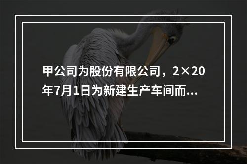 甲公司为股份有限公司，2×20年7月1日为新建生产车间而向商