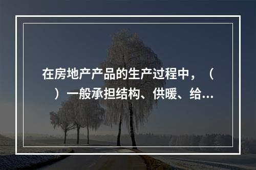 在房地产产品的生产过程中，（　　）一般承担结构、供暖、给水