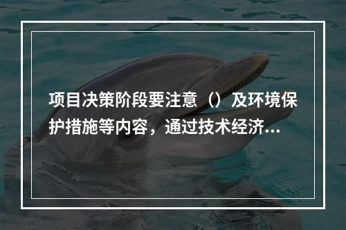 项目决策阶段要注意（）及环境保护措施等内容，通过技术经济的手