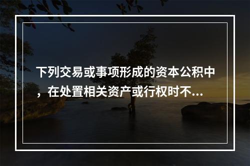 下列交易或事项形成的资本公积中，在处置相关资产或行权时不应转