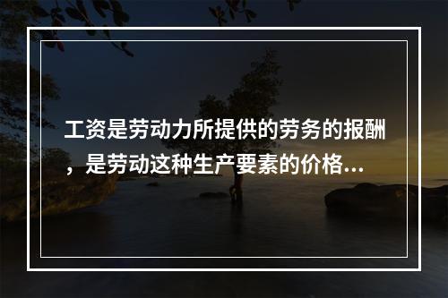 工资是劳动力所提供的劳务的报酬，是劳动这种生产要素的价格。（