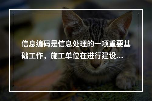 信息编码是信息处理的一项重要基础工作，施工单位在进行建设工程