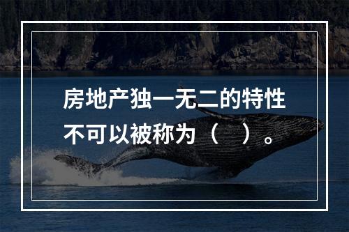 房地产独一无二的特性不可以被称为（　）。