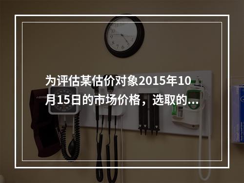 为评估某估价对象2015年10月15日的市场价格，选取的可比