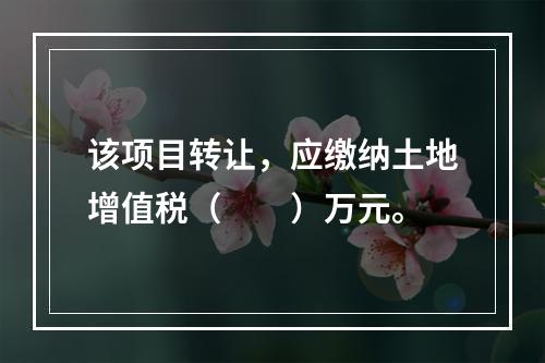 该项目转让，应缴纳土地增值税（　　）万元。