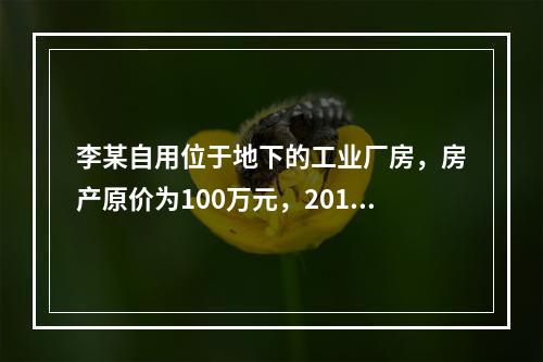 李某自用位于地下的工业厂房，房产原价为100万元，2013