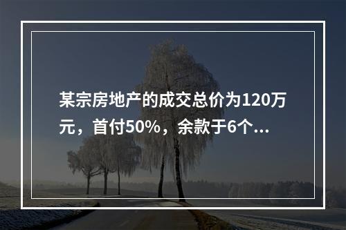 某宗房地产的成交总价为120万元，首付50%，余款于6个月后