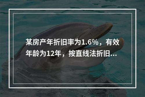 某房产年折旧率为1.6％，有效年龄为12年，按直线法折旧该房