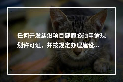 任何开发建设项目部都必须申请规划许可证，并按规定办理建设用