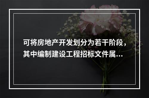 可将房地产开发划分为若干阶段，其中编制建设工程招标文件属于