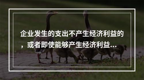 企业发生的支出不产生经济利益的，或者即使能够产生经济利益但