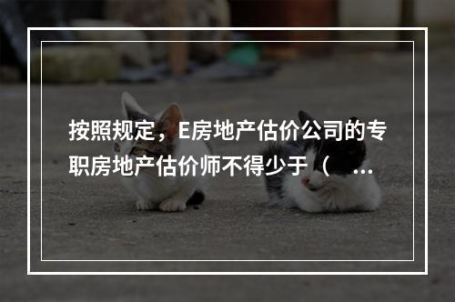 按照规定，E房地产估价公司的专职房地产估价师不得少于（　　）