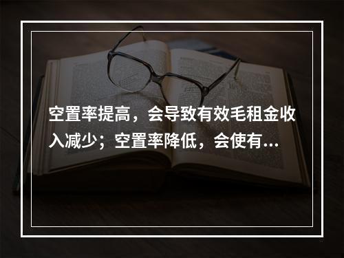 空置率提高，会导致有效毛租金收入减少；空置率降低，会使有效