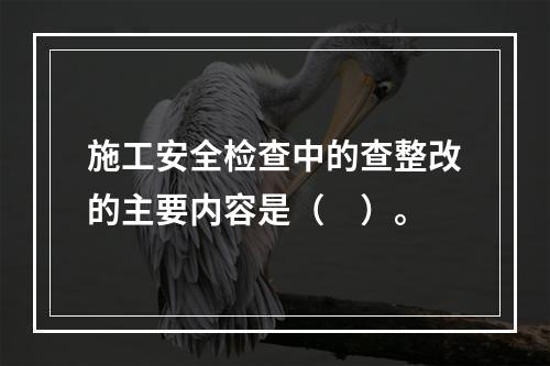 施工安全检查中的查整改的主要内容是（　）。