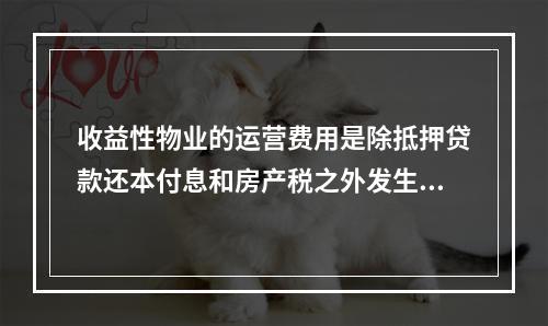 收益性物业的运营费用是除抵押贷款还本付息和房产税之外发生的