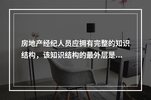 房地产经纪人员应拥有完整的知识结构，该知识结构的最外层是（