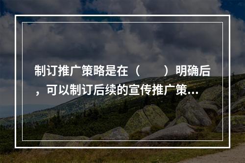 制订推广策略是在（　　）明确后，可以制订后续的宣传推广策略。