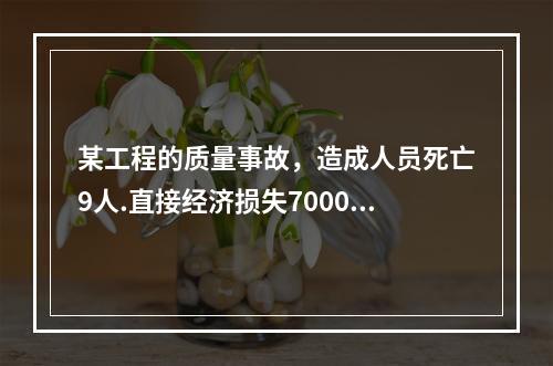 某工程的质量事故，造成人员死亡9人.直接经济损失7000万元