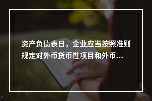 资产负债表日，企业应当按照准则规定对外币货币性项目和外币非货