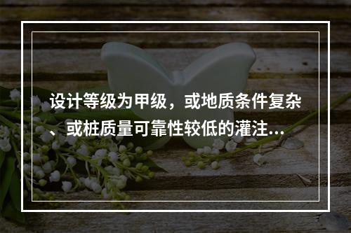 设计等级为甲级，或地质条件复杂、或桩质量可靠性较低的灌注桩，