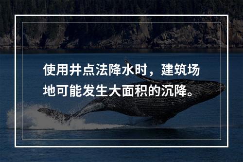 使用井点法降水时，建筑场地可能发生大面积的沉降。