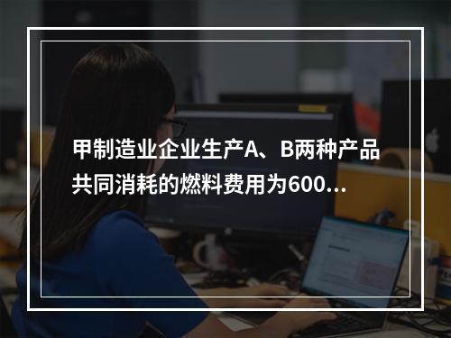 甲制造业企业生产A、B两种产品共同消耗的燃料费用为6000元