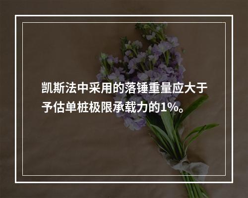 凯斯法中采用的落锤重量应大于予估单桩极限承载力的1%。