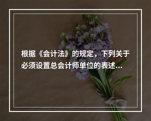 根据《会计法》的规定，下列关于必须设置总会计师单位的表述中，