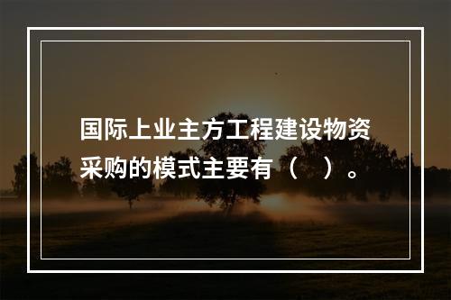 国际上业主方工程建设物资采购的模式主要有（　）。