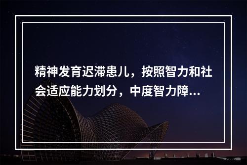 精神发育迟滞患儿，按照智力和社会适应能力划分，中度智力障碍的