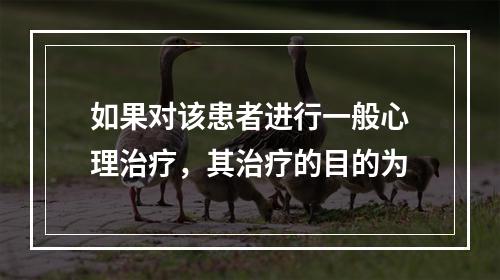 如果对该患者进行一般心理治疗，其治疗的目的为