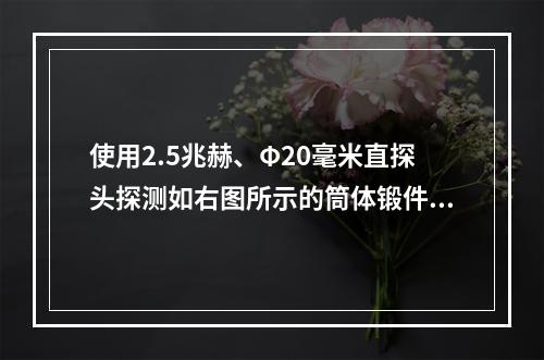 使用2.5兆赫、Φ20毫米直探头探测如右图所示的筒体锻件，探