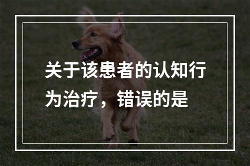 关于该患者的认知行为治疗，错误的是