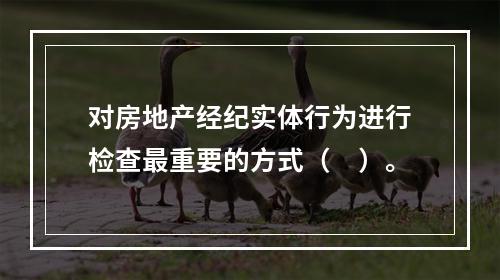 对房地产经纪实体行为进行检查最重要的方式（　）。