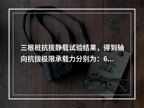 三根桩抗拔静载试验结果，得到轴向抗拔极限承载力分别为：600