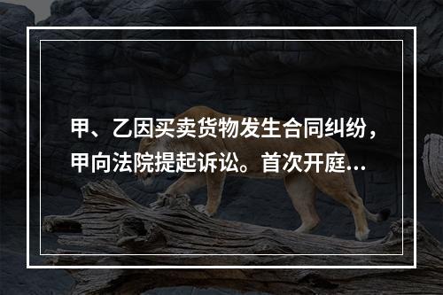 甲、乙因买卖货物发生合同纠纷，甲向法院提起诉讼。首次开庭审理