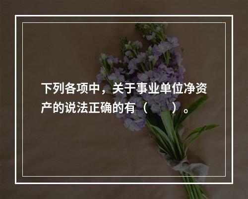 下列各项中，关于事业单位净资产的说法正确的有（　　）。