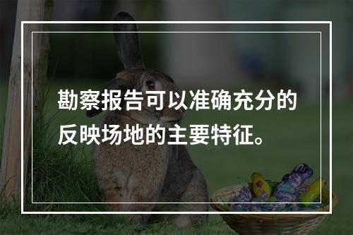 勘察报告可以准确充分的反映场地的主要特征。