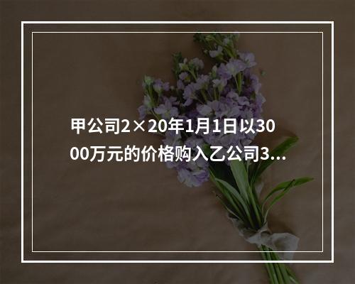 甲公司2×20年1月1日以3000万元的价格购入乙公司30％